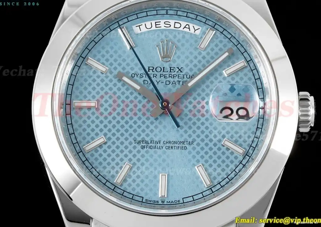 A2836 Textured DayDate SS SS EWF Dial Blue 40mm 0419